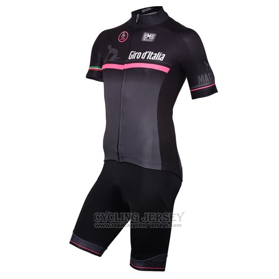 2016 Cycling Jersey Giro D'italy Black and Red Short Sleeve and Bib Short